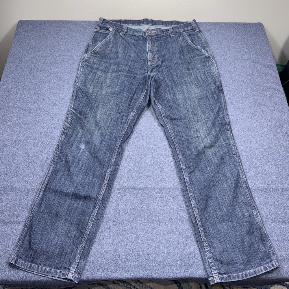 Carhartt FR Mens 34x30 Flame Resistant Carpenter Blue Denim Work Jeans Dungaree